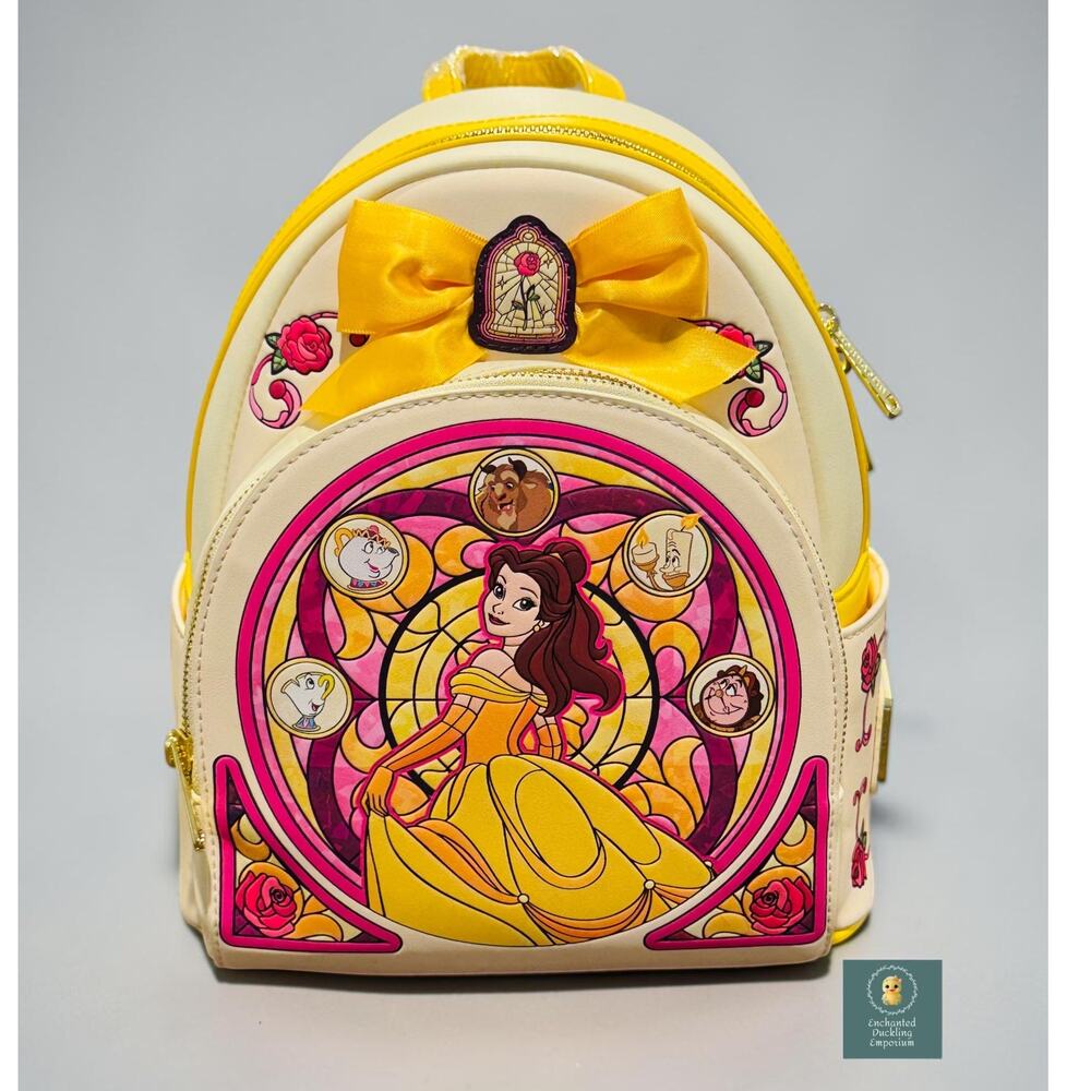 Loungefly Disney Beauty and the Beast Belle Stained Glass Mini Backpack NWT